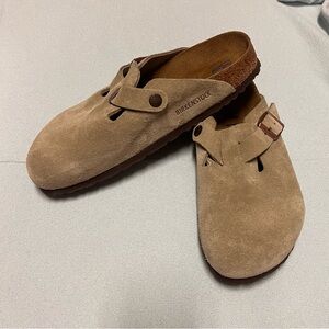 Birkenstock Boston Beige Suede Loafers